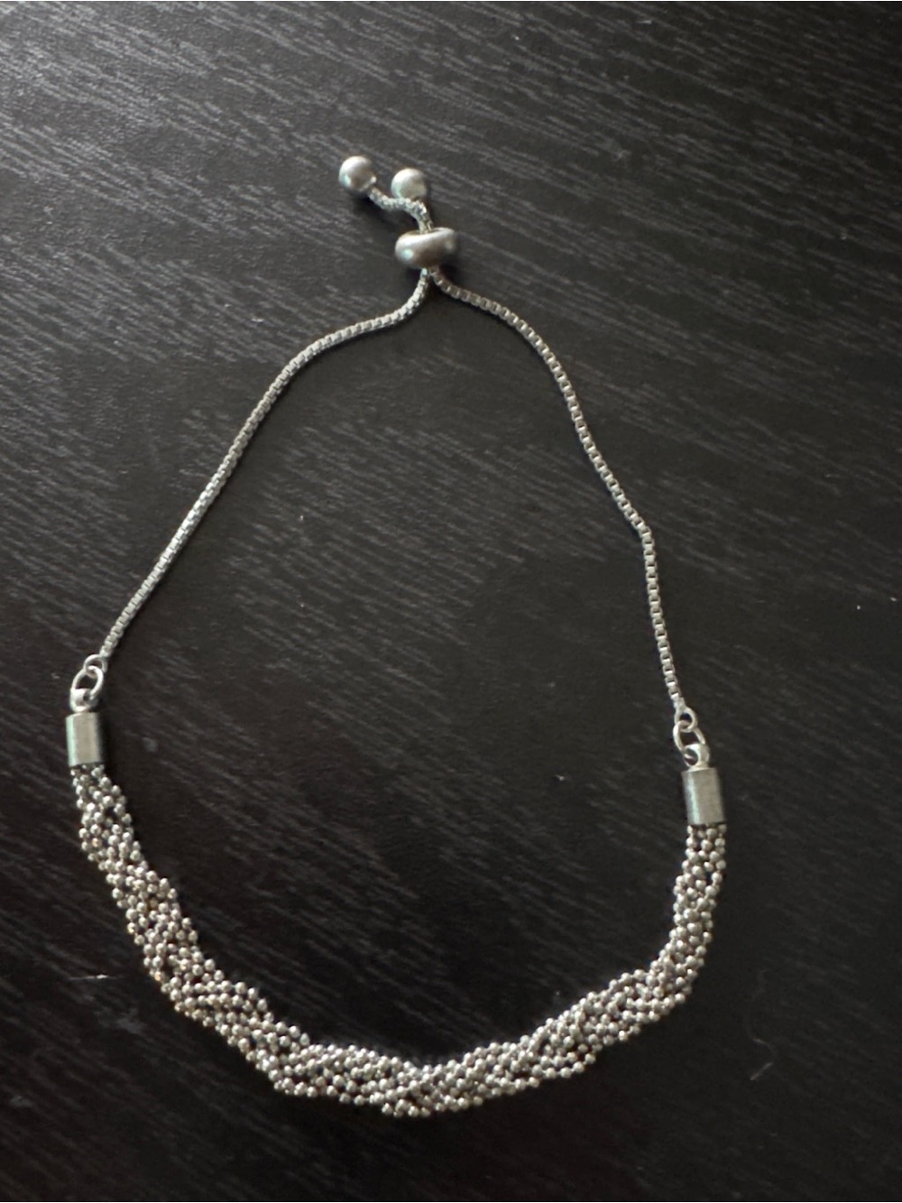 Silver Braided Bead Adjustable Bracelet - Women Jewelry